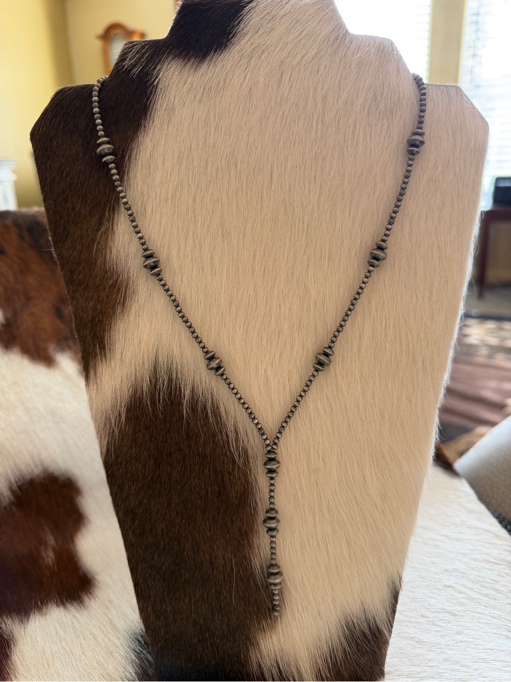 ❤️3mm 6mm 8mm Graduated Desert Pearls & Saucers Sterling Lariat Necklace 20+ 2”L - Picture 3 of 10